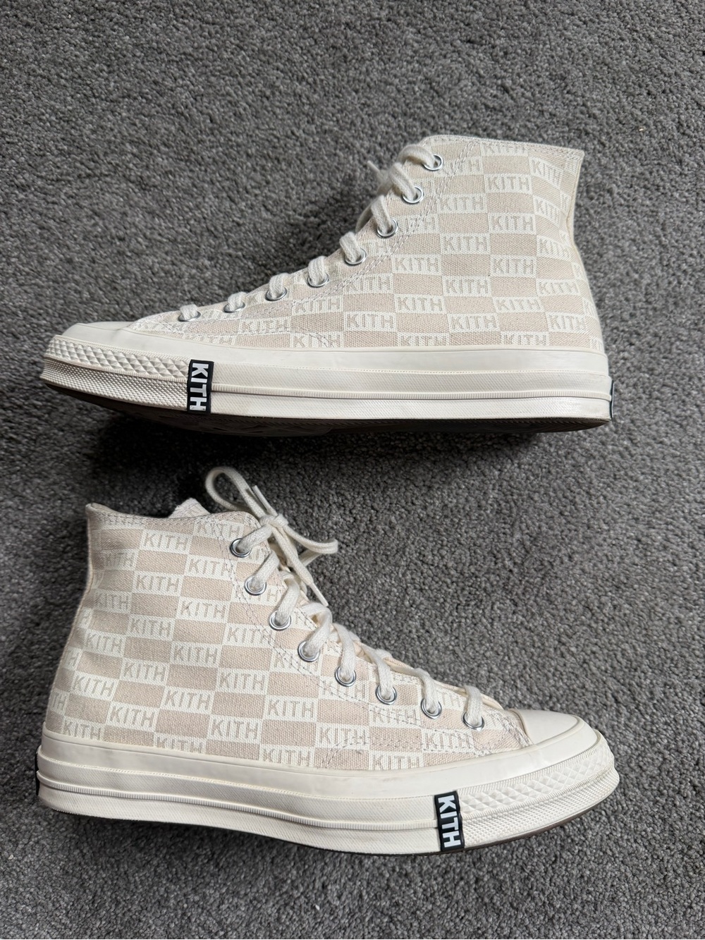 Size 9 Mens/11 Womens Converse Kith x Chuck 70 High Natural Monogram - Picture 2 of 9